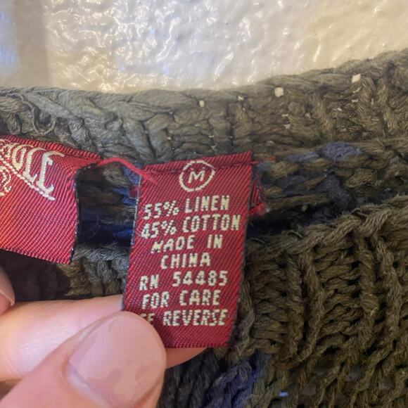 Vintage American Eagle Knit Linen Cotton Crewneck Fisherman Sweater Size Medium - Picture 4 of 6